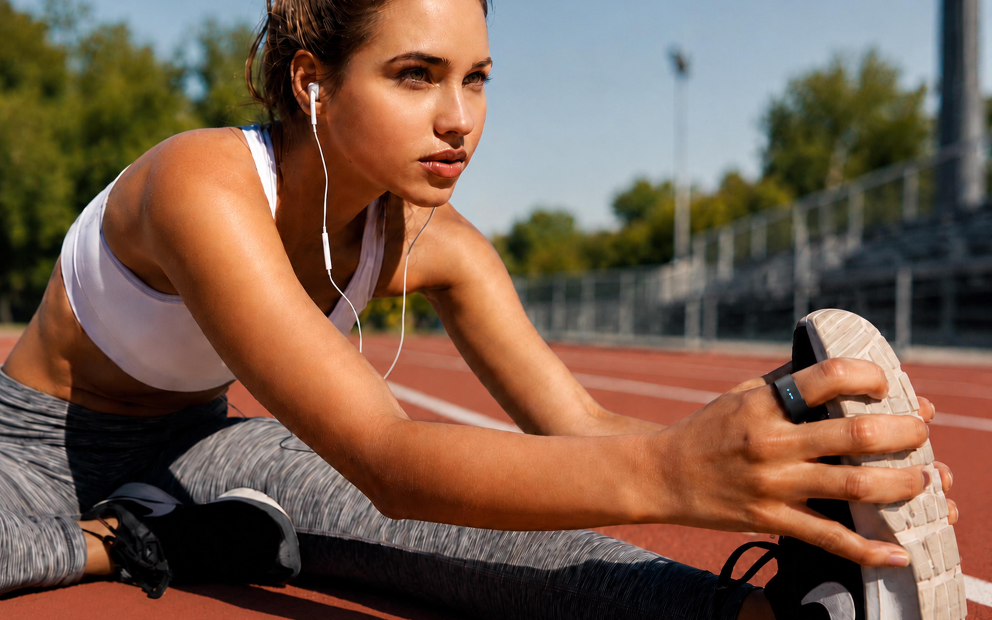 Person stretching before a run, wearing the USAY Ring